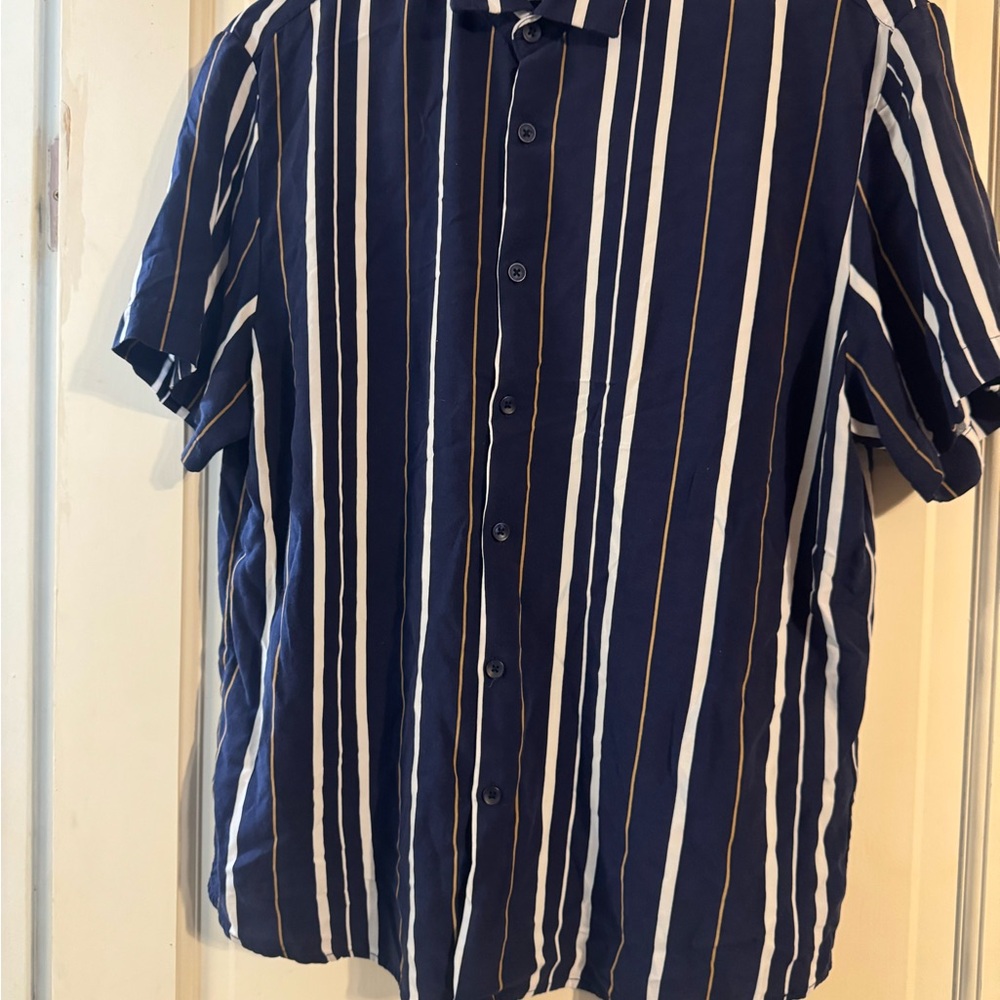 Cactus Navy and White Striped Men's Shirt